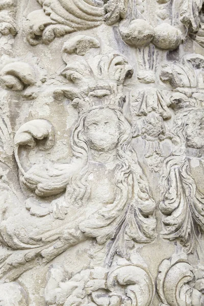 Antigua Piedra Tallada Detalle Una Antigua Decoración Arte — Foto de Stock