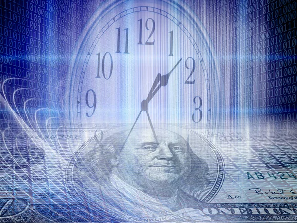 Imagen Fondo Conceptual Código Binario Con Concepto Tiempo Dinero —  Fotos de Stock