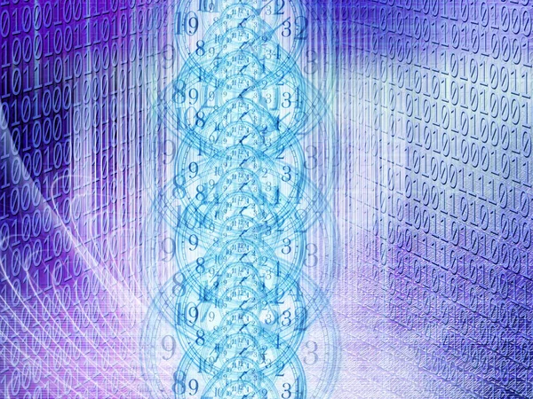 Conceptuele Technologie Tijdbeeld Van Binaire Code Met Klok Abstracte Lichten — Stockfoto