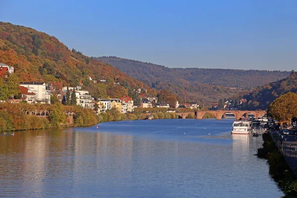 Uitzicht Neckar Vanaf Theodor Heuss Brug Naar Oude Brug — Stockfoto
