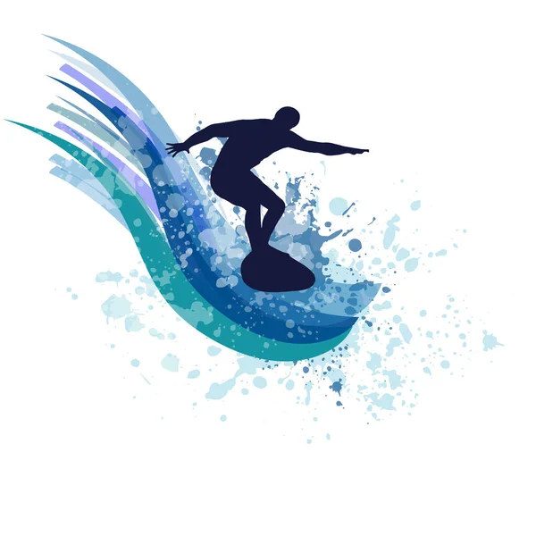 Surfer Grote Golf Graveerstijl Vectorillustratie — Stockfoto