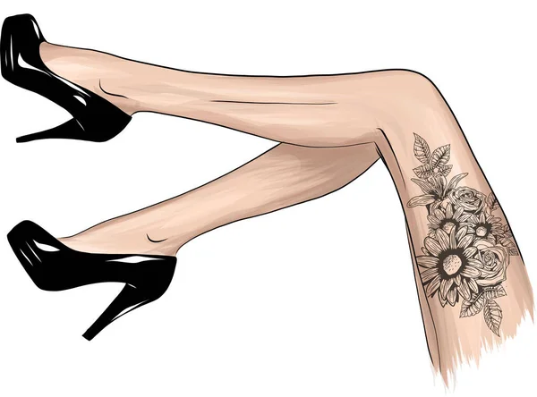 Filles Vectorielles Talons Hauts Illustration Mode Jambes Féminines Dans Les — Photo