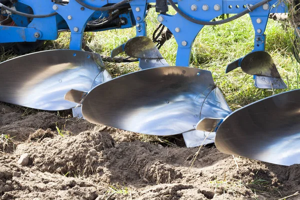 Uniu Grande Número Peças Metálicas Arado Para Arar Solo Campo — Fotografia de Stock