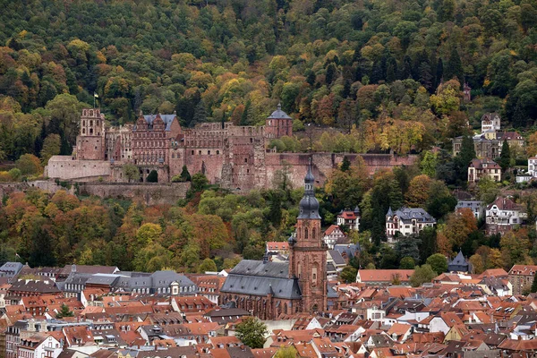 Heidelberg Centro Storico Con Castello Santuario Nell Autunno 2018 — Foto Stock