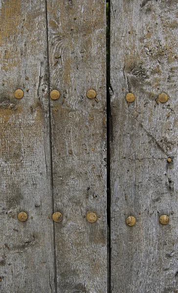 Madeira Velha Com Parafusos Enferrujados Detalhe Passagem Tempo Abandono — Fotografia de Stock