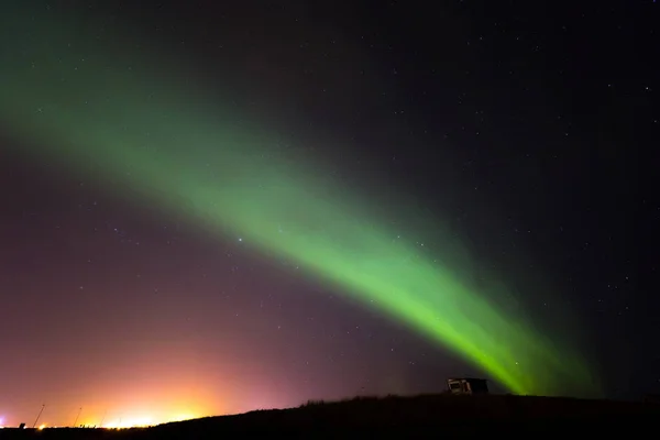 Северное Сияние Aurora Borealis Районе Кефлавик Рейкьявик Исландия — стоковое фото