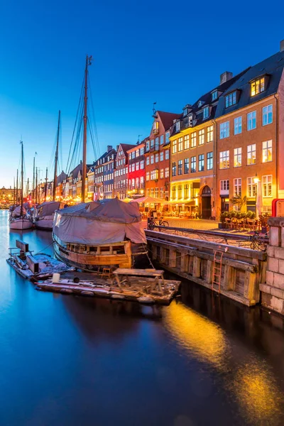 Kopenhagen Nyhavn Neuer Hafen Von Kopenhagen Nachts Dänemark — Stockfoto