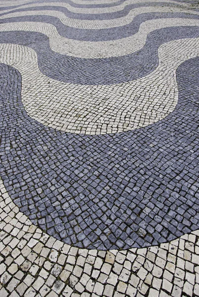 Piso Mosaico Típico Lisboa Detalhe Rua Pedonal — Fotografia de Stock