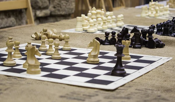 Παίζοντας Σκάκι Ένα Παιχνίδι Στο Δρόμο Λεπτομέρεια Παιχνίδι Πνεύμα — Φωτογραφία Αρχείου
