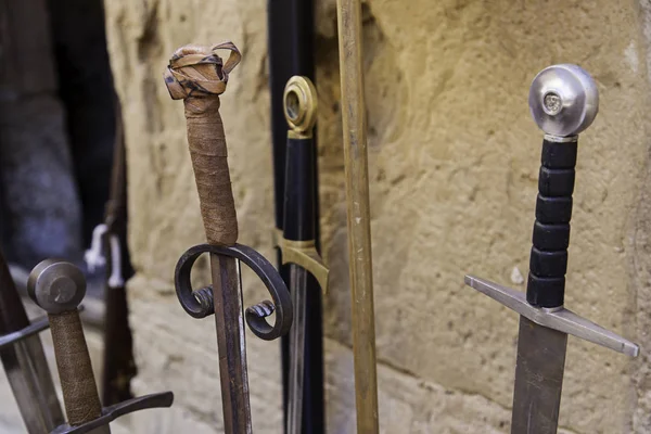 Antikes Schwert Einem Ritter Der Mittelalterlichen Kriegsführung Detail Von Waffe — Stockfoto