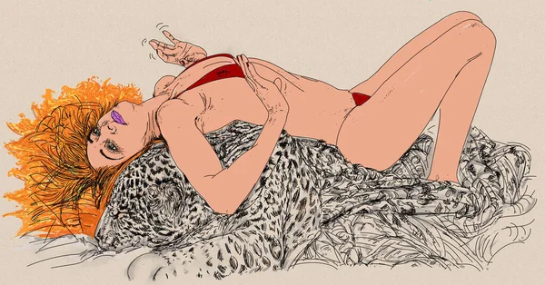 Série Realistických Erotických Komiksů Velmi Smyslnou Ženou — Stock fotografie