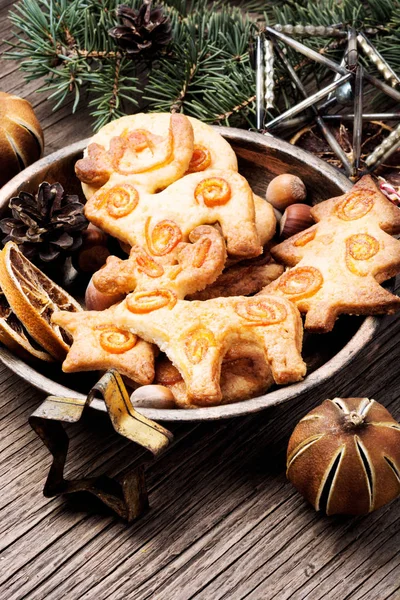 Συλλογή Χριστουγεννιάτικων Μπισκότων Διακοσμημένων Ζαχαρωμένο Πορτοκάλι — Φωτογραφία Αρχείου