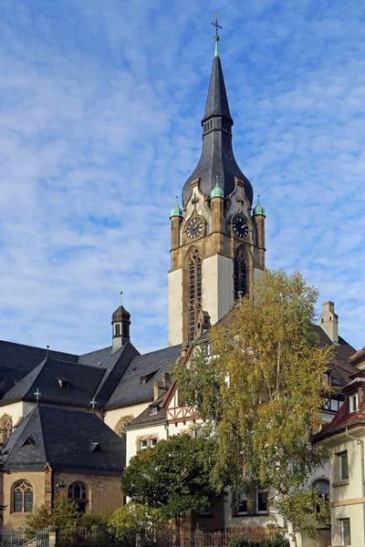 Stilen Den Evangeliska Fredskyrkan Heidelbergs Handschuhsheim Distrikt Fantasifull Blandning Inslag — Stockfoto