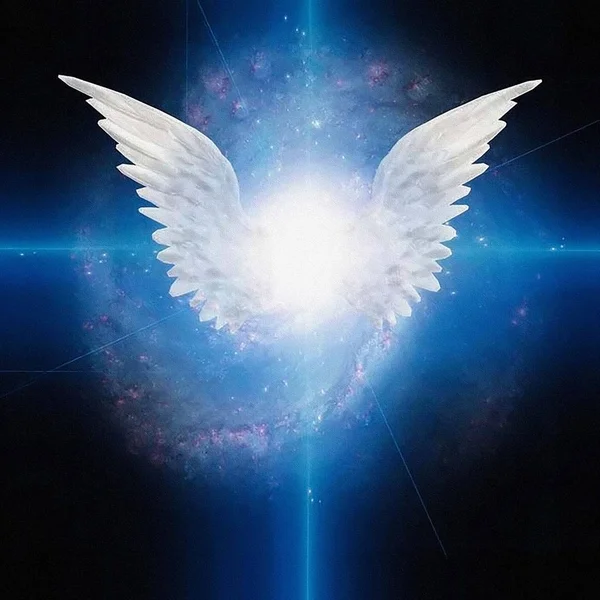 白い天使の翼を持つ明るい星 深宇宙の銀河 — ストック写真