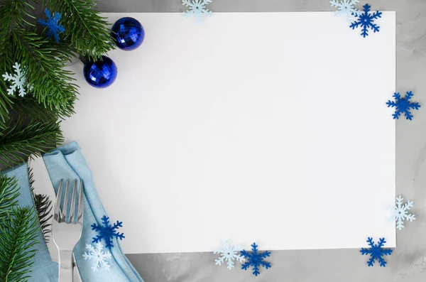 Antecedentes Para Escrever Menu Natal Montagem Mesa Inverno Árvore Natal — Fotografia de Stock