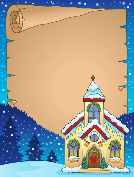 Igreja Natal Construção Pergaminho Ilustração Imagem — Fotografia de Stock