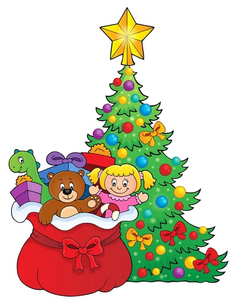 Árbol Navidad Bolsa Con Regalos Ilustración Imagen — Foto de Stock