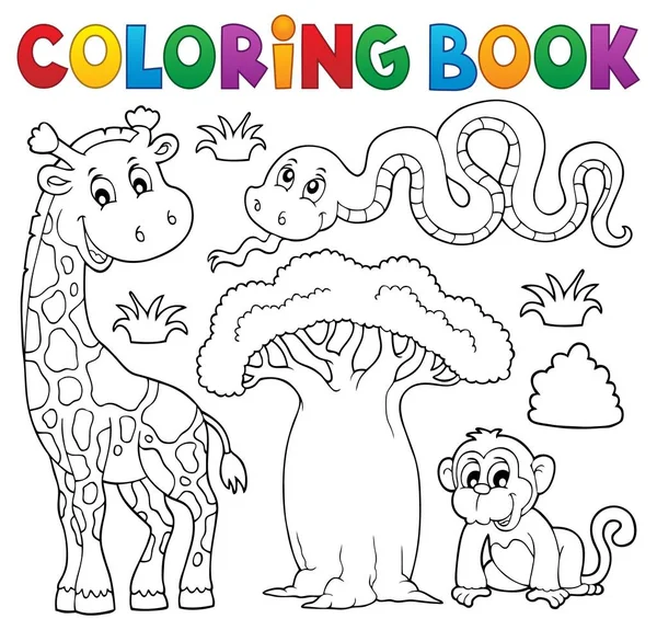 Livre Coloriage Ensemble Thématique Sur Nature Africaine Illustration — Photo