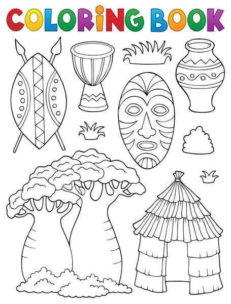 Desenho Para Colorir Livro African Thematics Set Ilustração Imagem — Fotografia de Stock