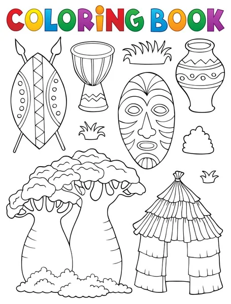 Målarbok Afrikansk Tematik Set Bild Illustration — Stockfoto