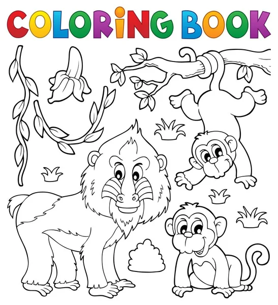 Coloring Book Monkey Theme Picture Illustration — Stock Photo, Image