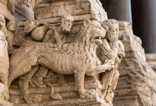 Details West Portal Saint Trophime Cathedral Arles France Bouches Rhone — Stock Photo, Image