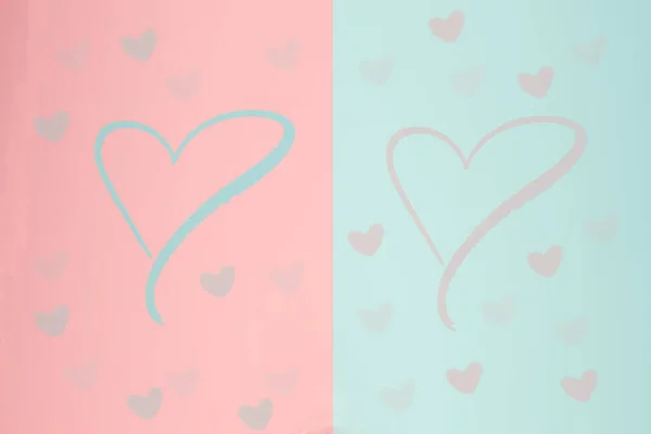 Abstract Festive Blur Bright Blue Pastel Background Pink Hearts Love — Stock Photo, Image