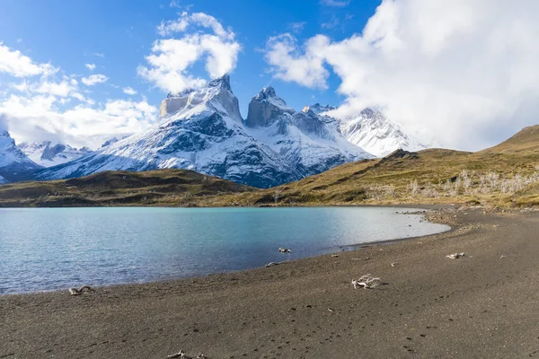 View Cuernos Del Paine Mountains Torres Del Paine National Park Stock Picture