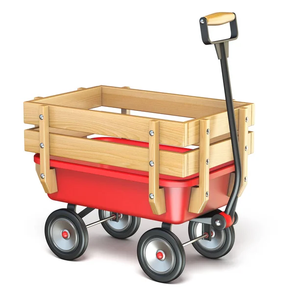 Zabawka Mini Wagon Boku Drewniane Ogrodzenia Izometryczny Renderowania Ilustracja Białym — Zdjęcie stockowe
