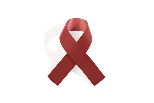 Červenou Stužku Hiv Aids Izolované Bílém Pozadí Světový Den Aids — Stock fotografie