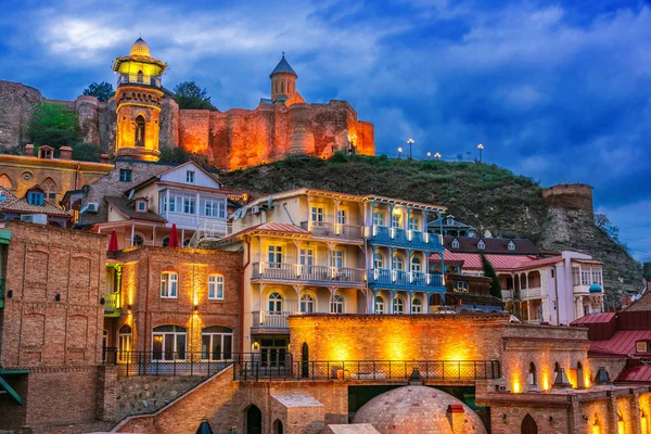 Vista Cidade Velha Tbilisi Geórgia Após Pôr Sol — Fotografia de Stock