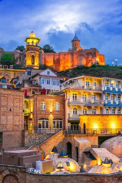 Vista Cidade Velha Tbilisi Geórgia Após Pôr Sol — Fotografia de Stock