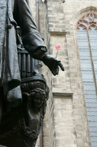 Johann Sebastian Bach Anıtı Thomas Kilisesi Leipzig — Stok fotoğraf