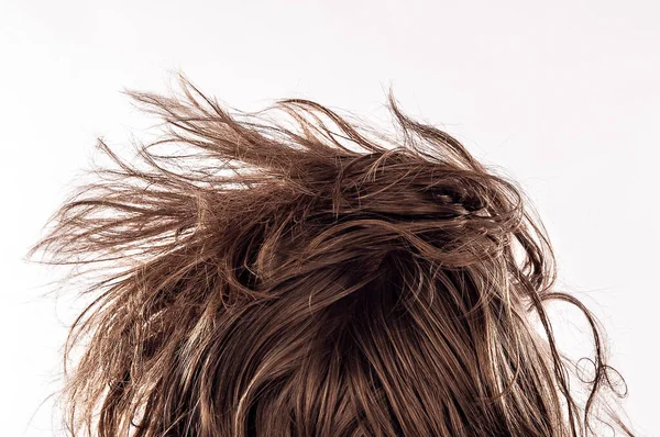 Крупним Планом Голова Ранкового Ліжка Природним Брудним Волоссям Позаду Молодого — стокове фото