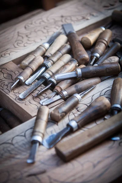 Close Shot Some Wood Engraving Tools — Stock Photo, Image