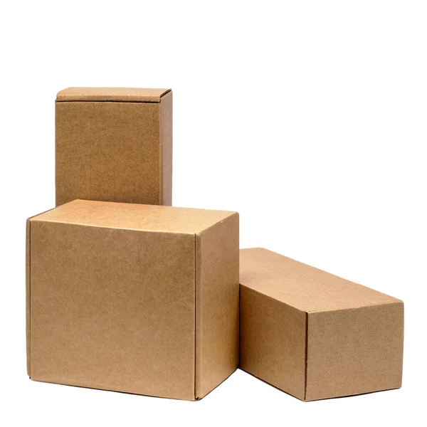Kartons Für Waren Auf Weißem Hintergrund Unterschiedliche Größe Isoliert Auf — Stockfoto