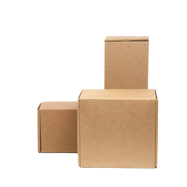Cardboard Boxes Goods White Background Different Size Isolated White Background — Stock Photo, Image