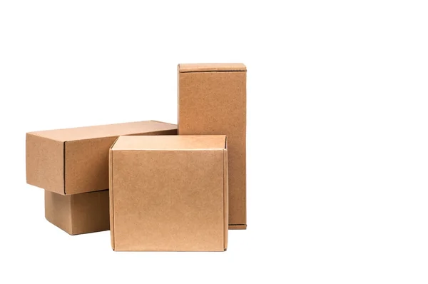 Cardboard Boxes Goods White Background Different Size Isolated White Background — Stock Photo, Image