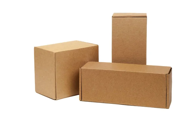 Cajas Cartón Para Mercancías Sobre Fondo Blanco Diferente Tamaño Aislado — Foto de Stock