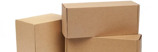 Boîtes Carton Pour Marchandises Sur Fond Blanc Taille Différente Isolé — Photo