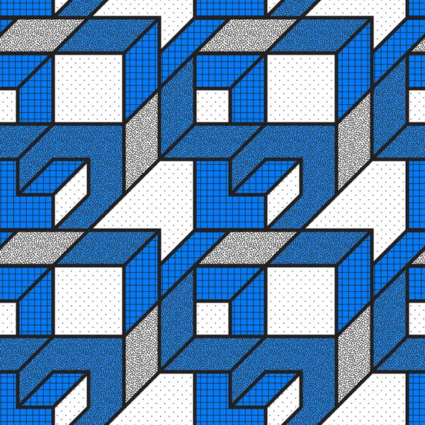 Wektorowe Geometryczne Bezszwowe Wzory Fakturowanymi Pogrubionymi Matematycznymi Kształtami Niebieskich Białych — Zdjęcie stockowe