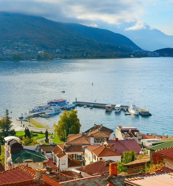 Ohri Eski Şehir Göl Manzarası Makedonya — Stok fotoğraf