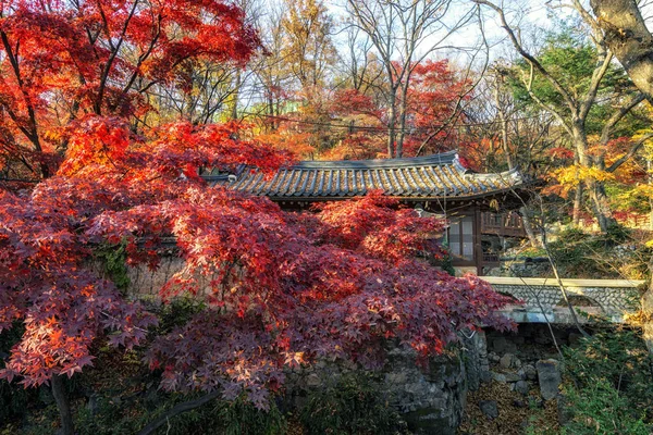 Gilsangheon 秋のシーズン中に撮影した吉祥寺で小さな仏教寺院ハウジングです 吉祥は有名な仏教寺院のソウル 南朝鮮です — ストック写真