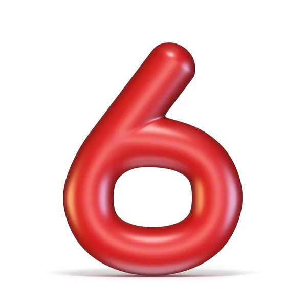 Rött Glänsande Typsnitt Nummer Sex Rendering Illustration Isolerade Vit Bakgrund — Stockfoto