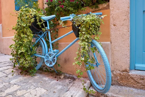 Bicicleta Decorada Casco Antiguo Histórico Rovinj Croacia — Foto de Stock