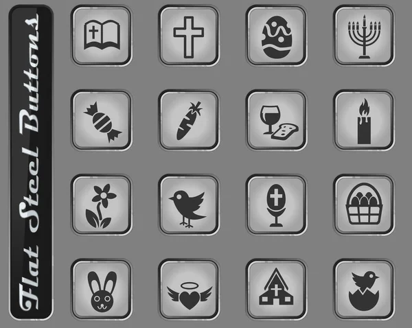 easter vector web icons on the flat steel buttons