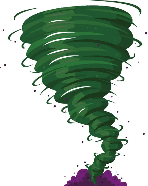 Zelená Tornádo Vítr Hurikán Twist Příroda Moc Rychlost Počasí Ilustrace — Stock fotografie