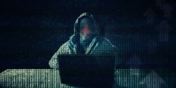 Serangan Cyber Online Dengan Hacker Mengakses Data Yang Dicuri — Stok Foto