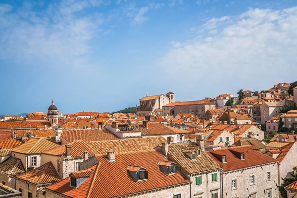 Vista Panorâmica Dos Telhados Casas Antigas Dubrovnik Vista Das Muralhas — Fotografia de Stock