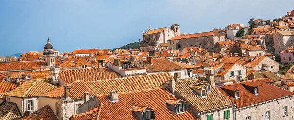 Vista Panorâmica Dos Telhados Casas Antigas Dubrovnik Vista Das Muralhas — Fotografia de Stock